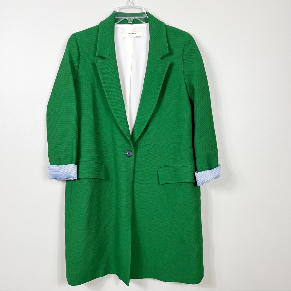 Zara Basic Outerwear One Button Closure Striped G… - image 3